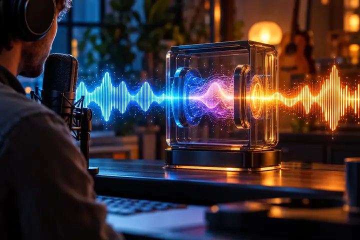 Audio waveform passing through a voice transformation interface