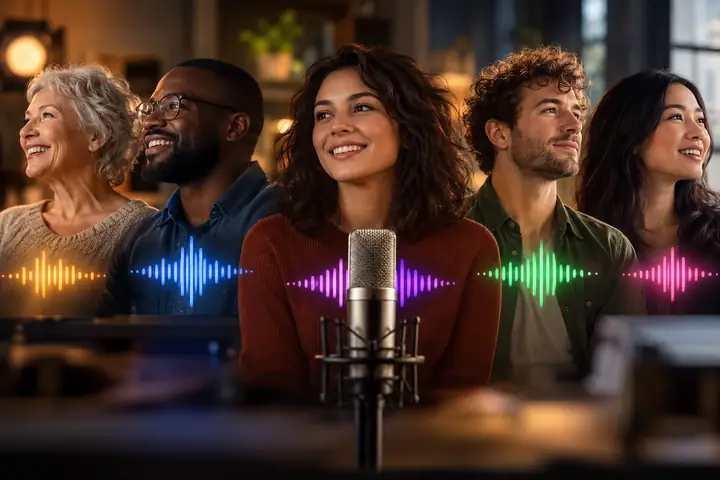 A friendly selection of standard voice profiles displayed in a simple audio tool