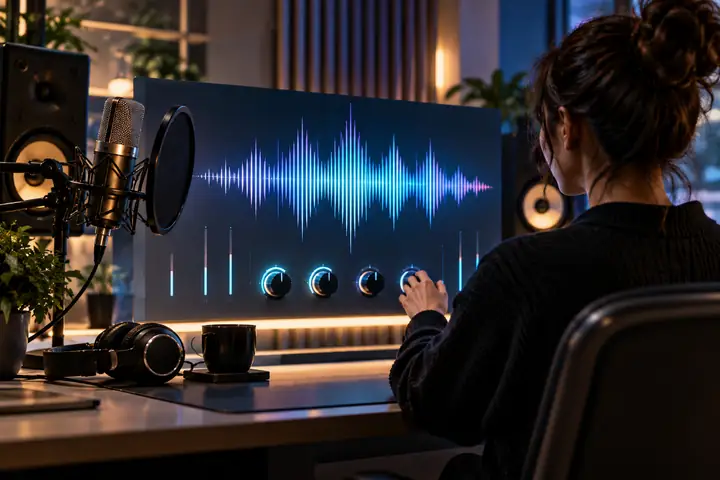 Modern audio settings interface showing clean studio-quality sound controls