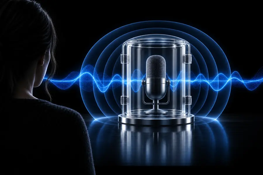 Voice AI use shown as a reviewed and clearly labeled workflow
