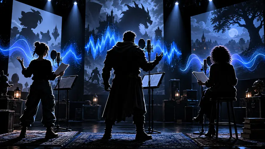 Character dialogue prepared with voice and delivery direction