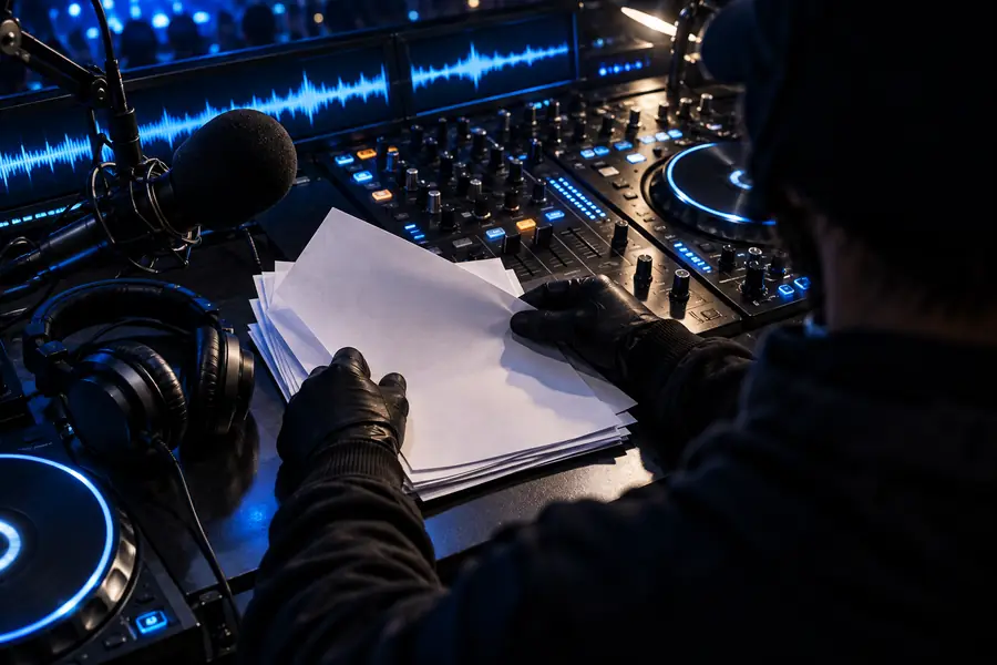 Draft DJ script prepared for a voice maker