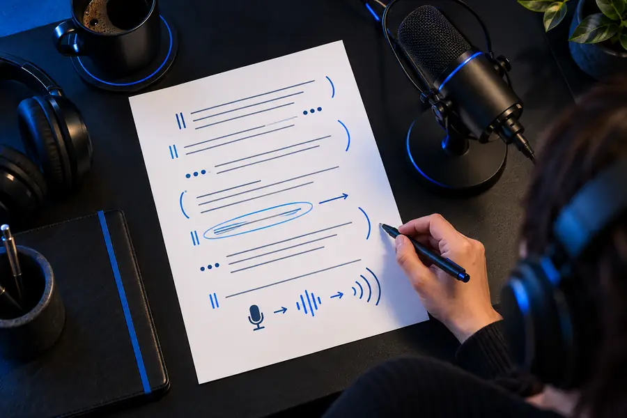 Plain script and voice tag planning view