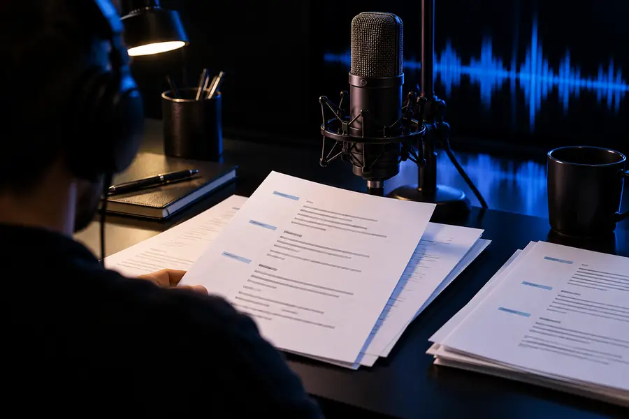Written script prepared for voice generation